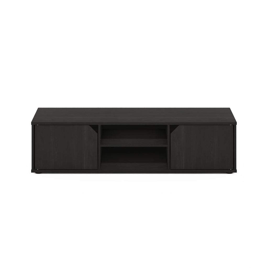 Espresso 2-Tier TV Stand with Open Shelf and Door Cabinets J870