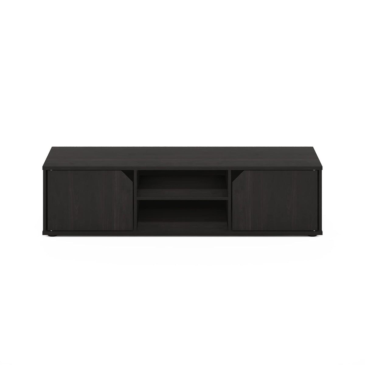 Espresso 2-Tier TV Stand with Open Shelf and Door Cabinets J870