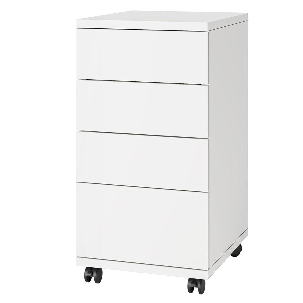 White 4 Drawer Wood Storage Cabinet with Wheels N171153