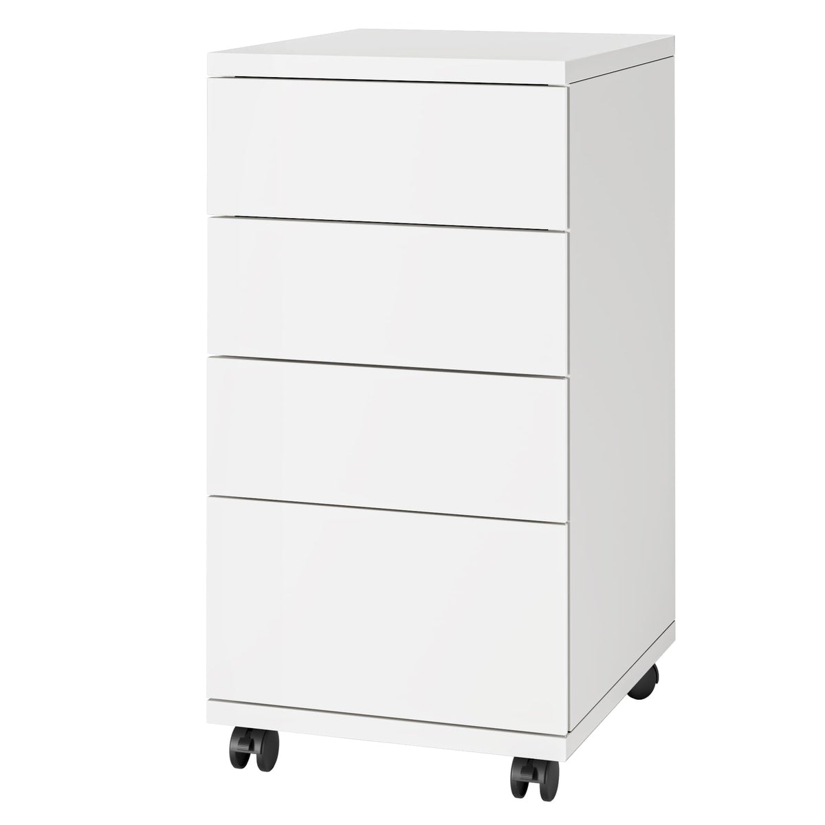 White 4 Drawer Wood Storage Cabinet with Wheels N171153