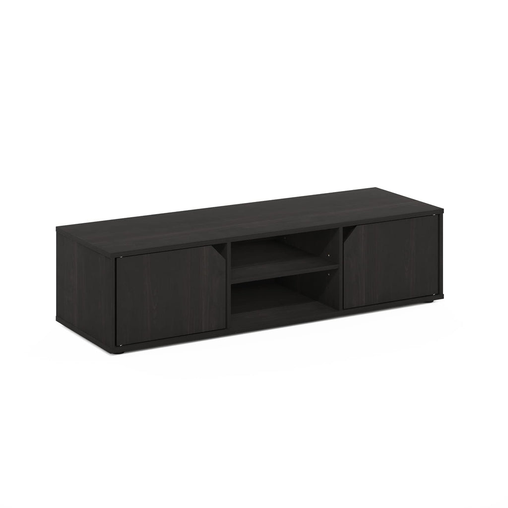 Espresso 2-Tier TV Stand with Open Shelf and Door Cabinets J870
