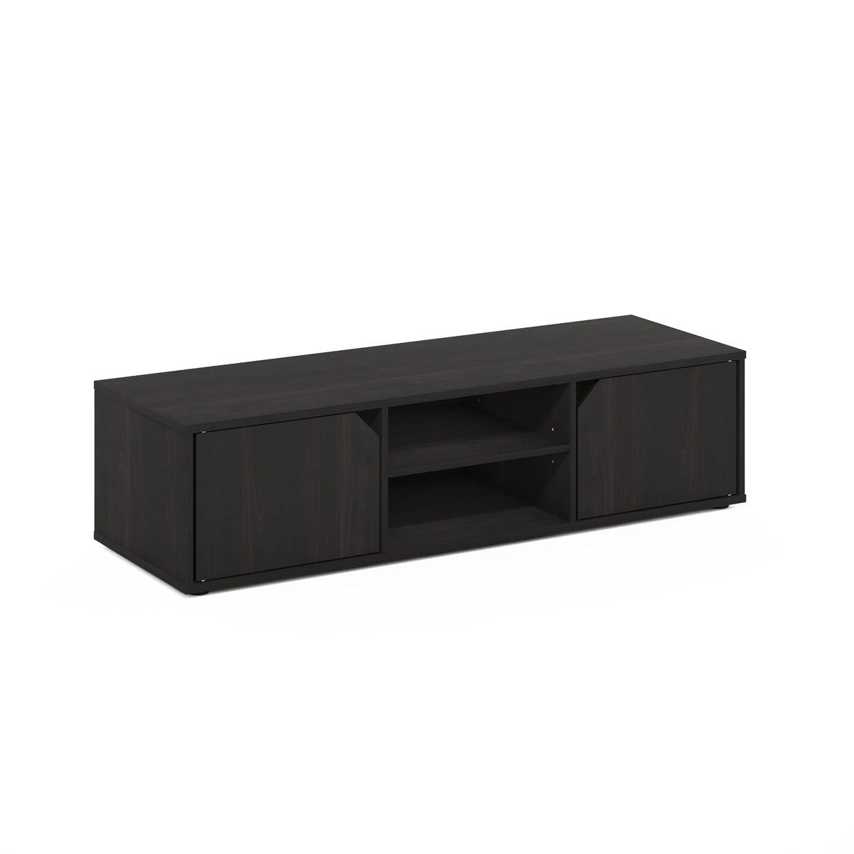 Espresso 2-Tier TV Stand with Open Shelf and Door Cabinets J870
