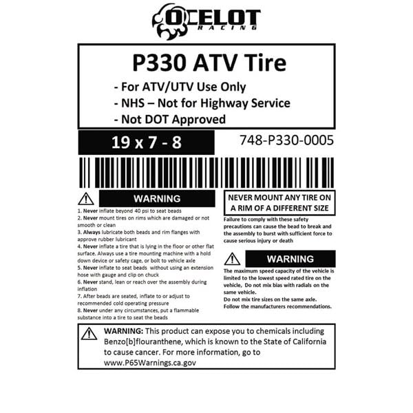 19X7-8 ATV Tire F95454