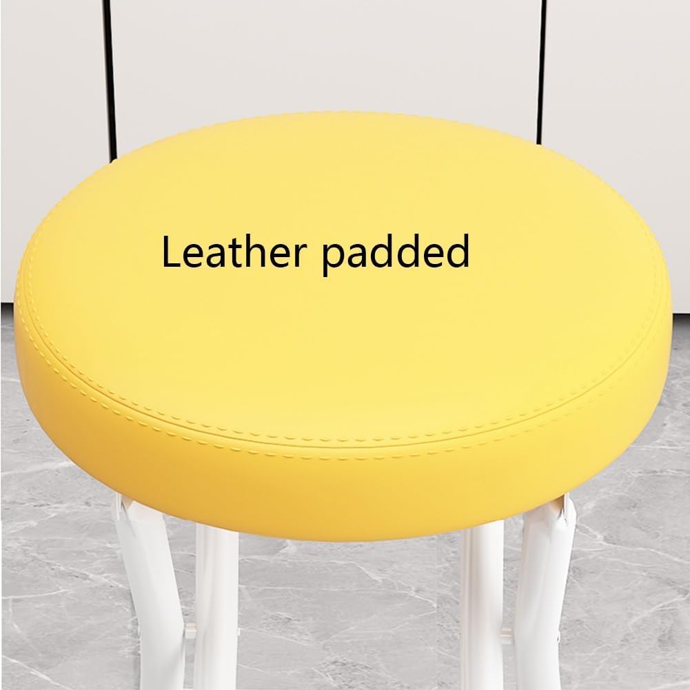 Black Cushioned Leather Portable Folding Stool with Backrest S3582