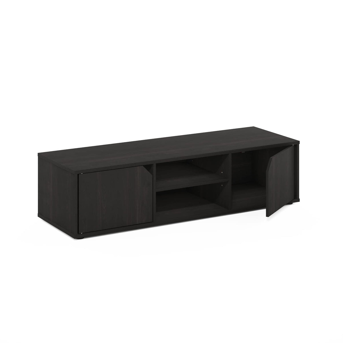 Espresso 2-Tier TV Stand with Open Shelf and Door Cabinets J870