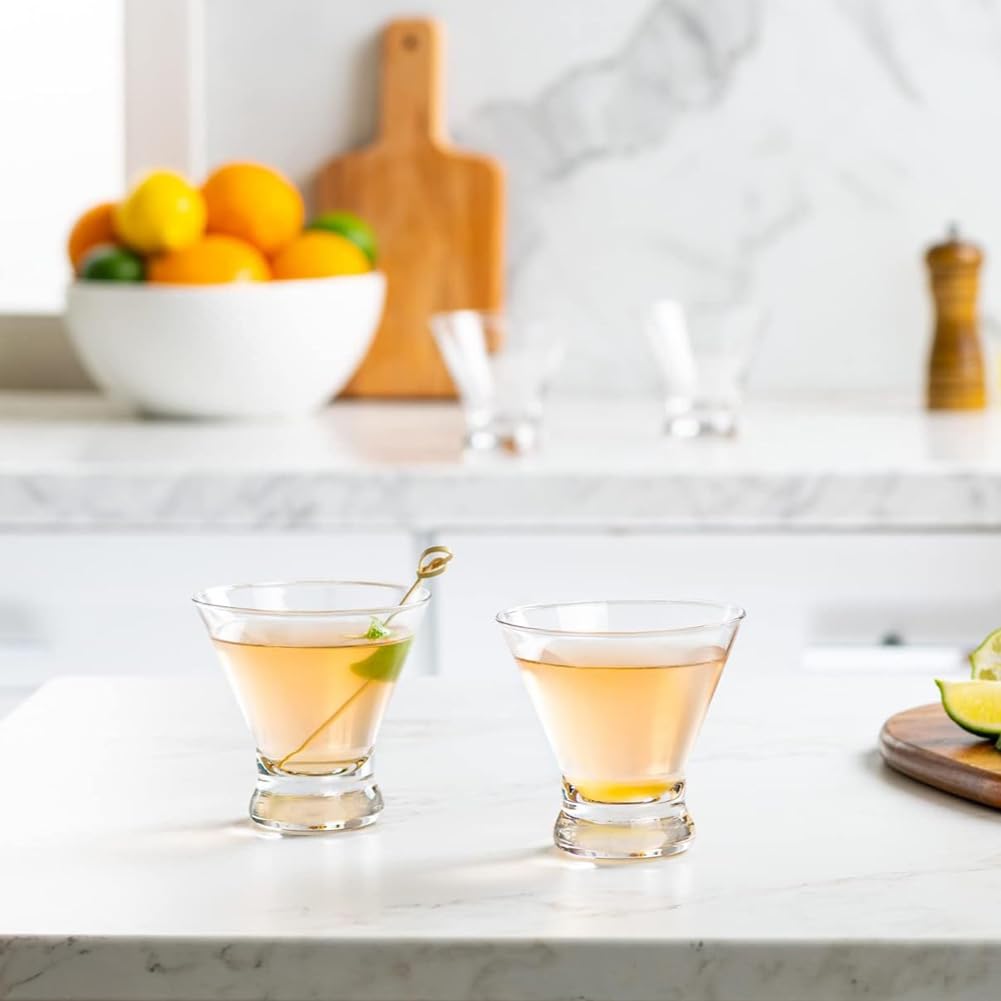 Set of 4 8 oz Stemless Martini Glasses L109