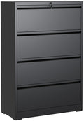 4 Drawer Black Lateral File Cabinet with Lock V104