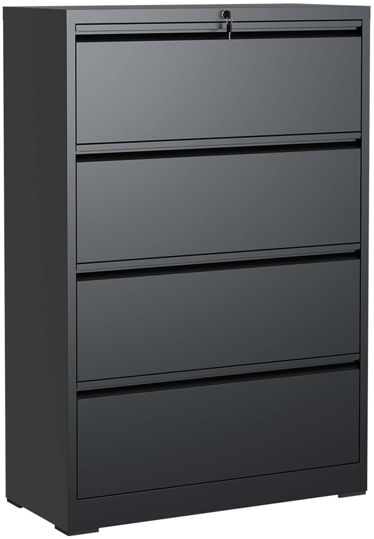 4 Drawer Black Lateral File Cabinet with Lock V104