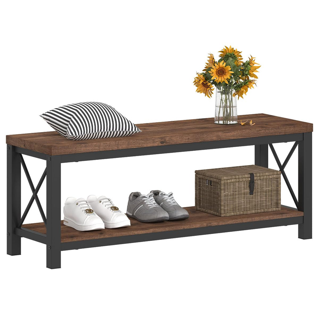 2 Tier Wood Metal Storage Bench K5272