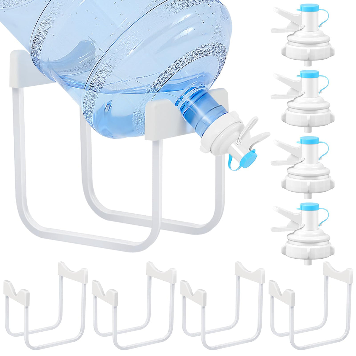 4 Sets Metal Water Jug Stand and Plastic Spigot Faucet M76155