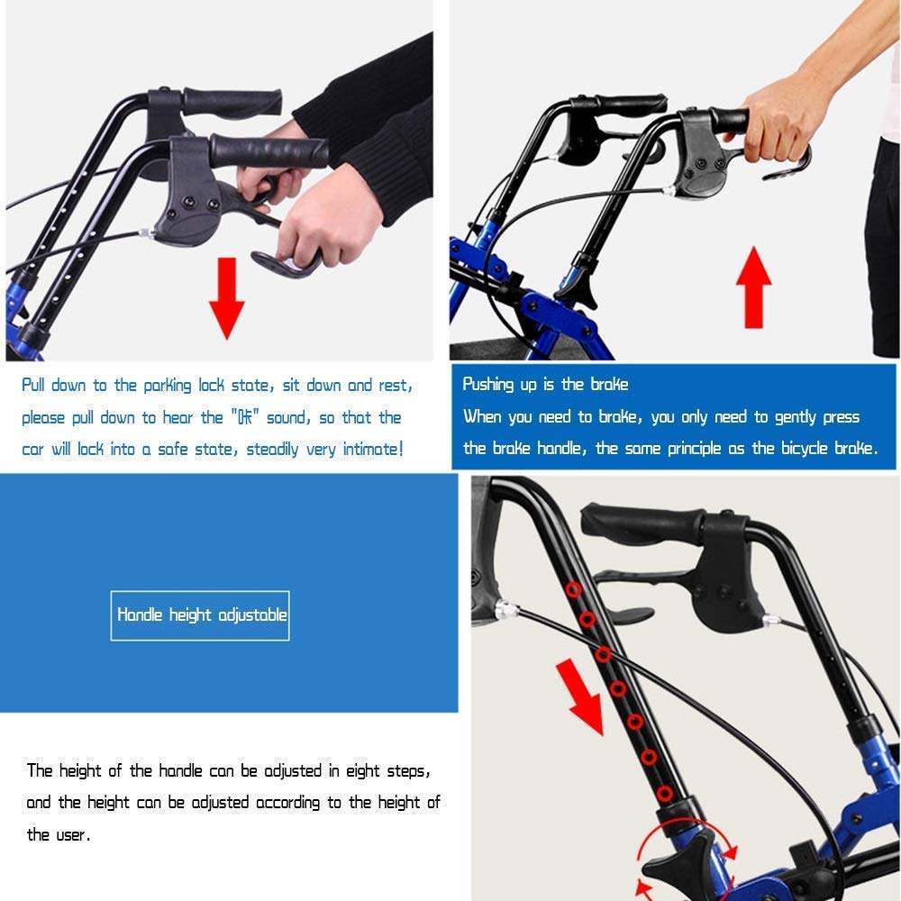 Heavy Duty Folding Aluminum Rollator Walker with Seat and Wheels G23734