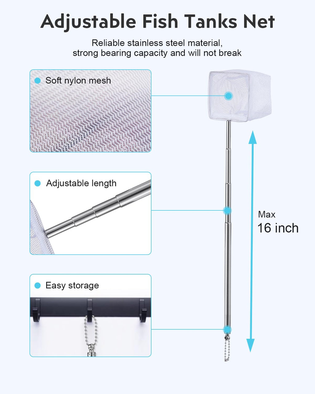 7-in-1 Fish Tank Cleaning Kit with Algae Scraper & Aquarium Brushes H378306