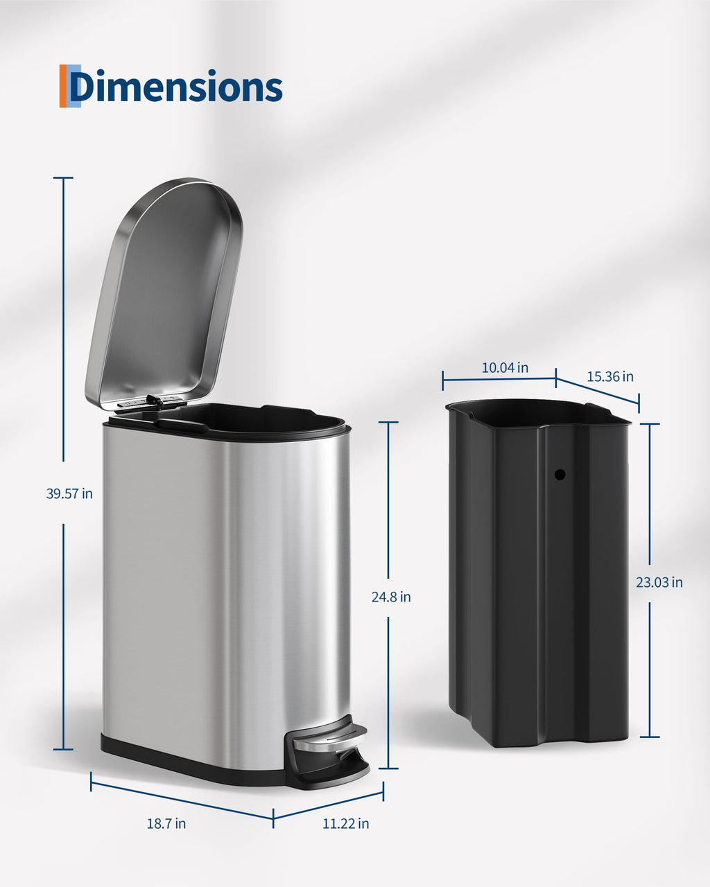 50 L Stainless Steel Kitchen Trash Can with Lid P9241