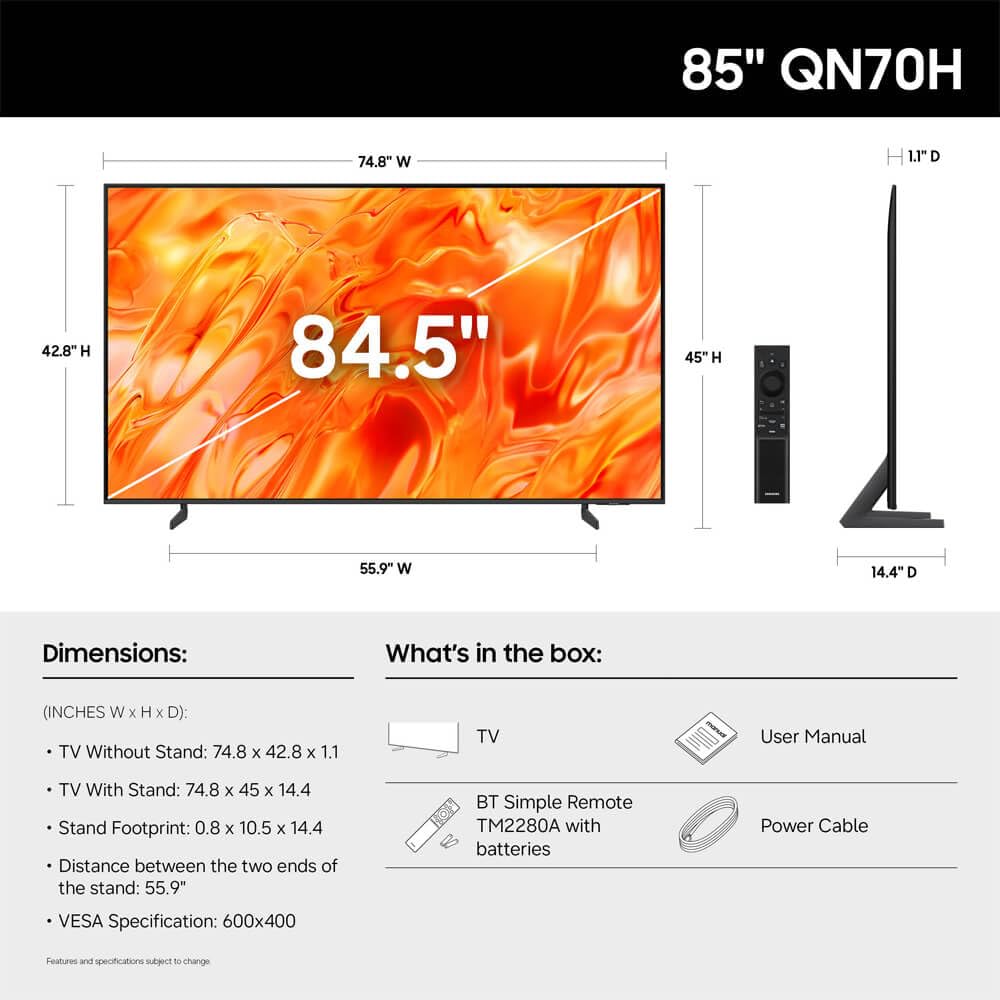 85 Inch 4K UHD Neo QLED Mini LED Smart TV J7875
