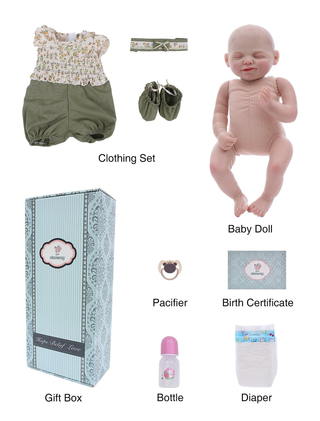 Realistic 20 Inch Baby Doll with Accessories Q418