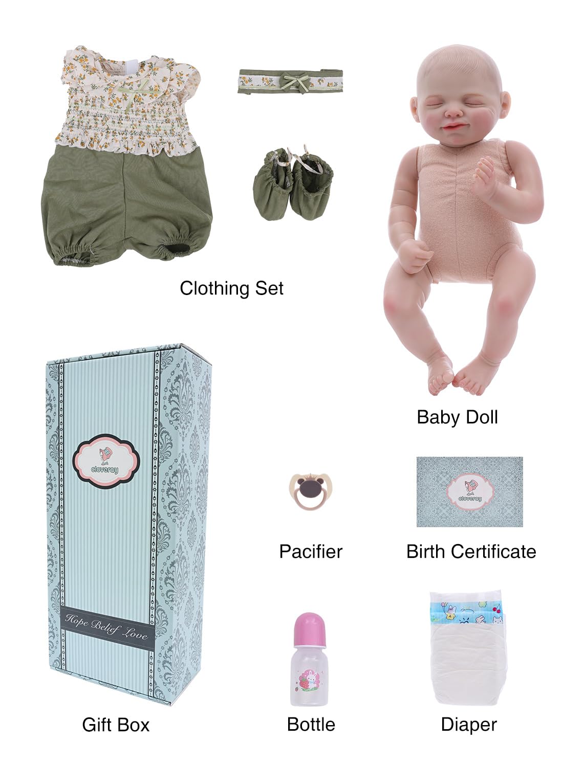 Realistic 20 Inch Baby Doll with Accessories Q418