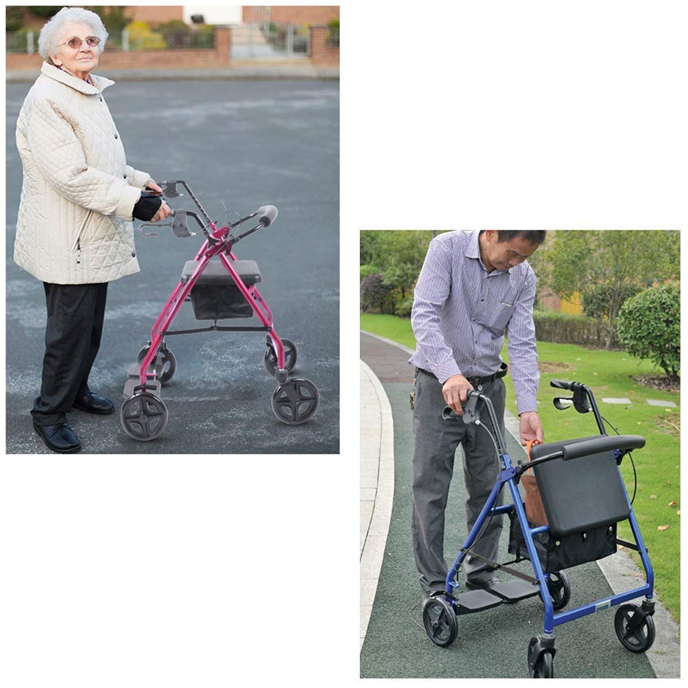 Heavy Duty Folding Aluminum Rollator Walker with Seat and Wheels G23734