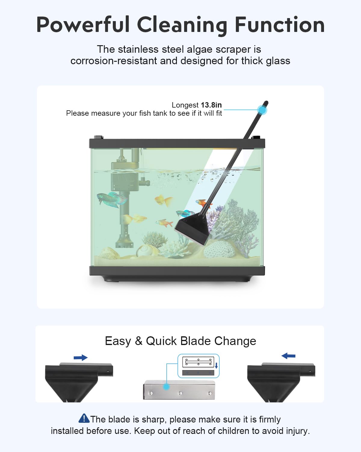 7-in-1 Fish Tank Cleaning Kit with Algae Scraper & Aquarium Brushes H378306