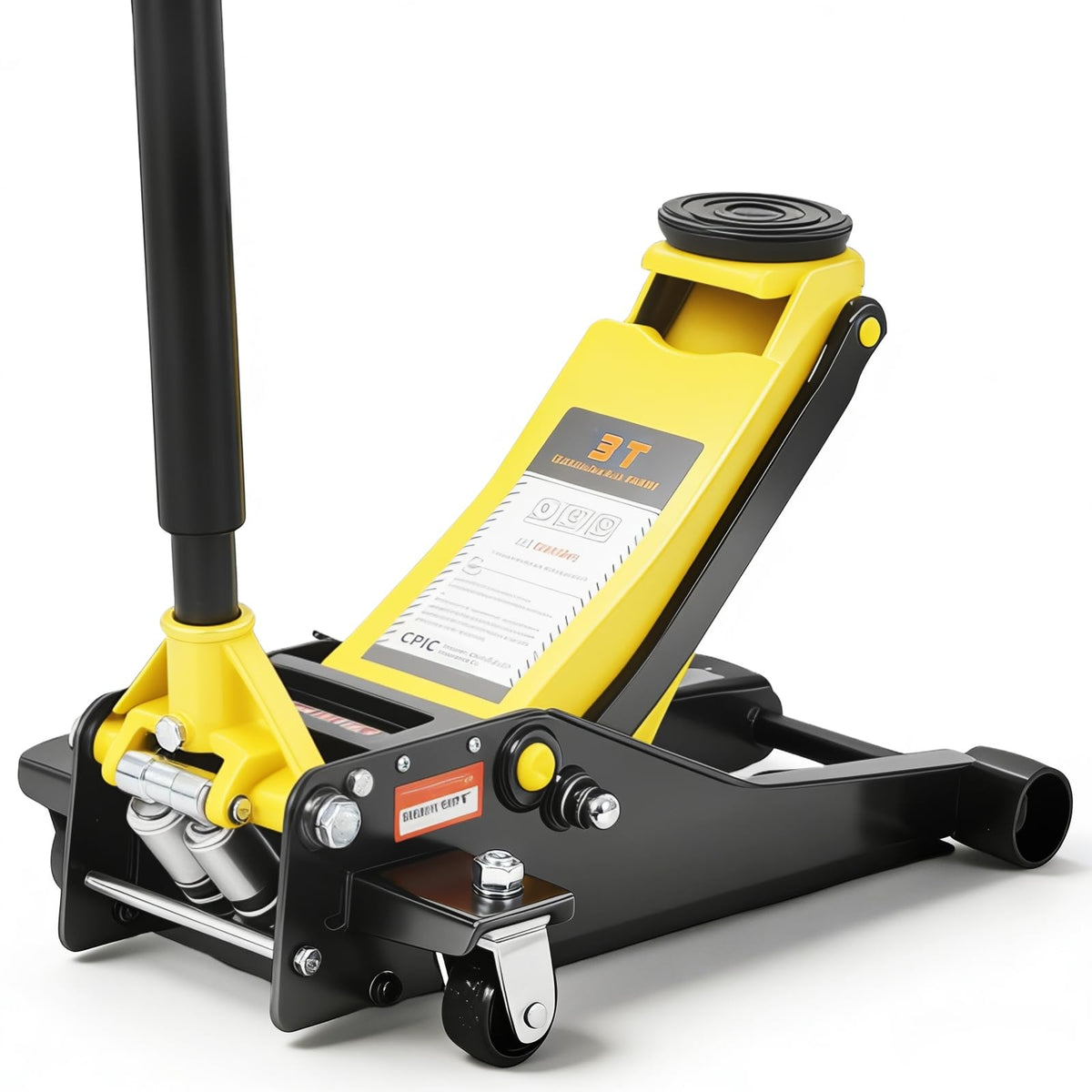 3 Ton Low Profile Hydraulic Floor Jack with Dual Piston Quick Lift Pump Steel Yellow E392604