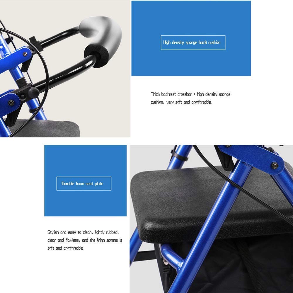 Heavy Duty Folding Aluminum Rollator Walker with Seat and Wheels G23734