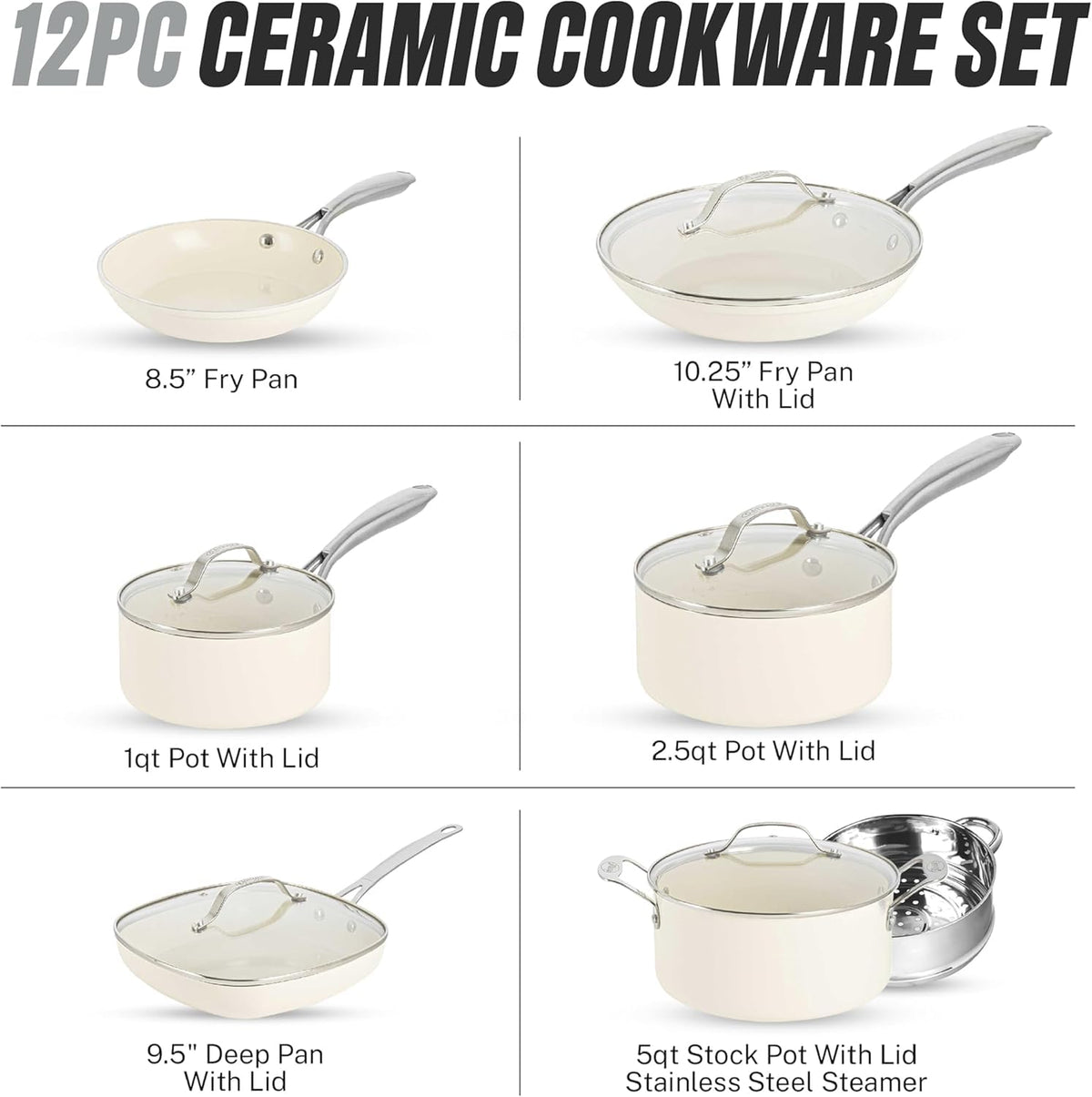 12 Pc Ceramic Cookware Set R48783