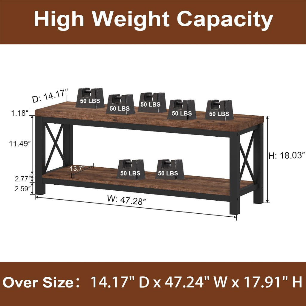 2 Tier Wood Metal Storage Bench K5272