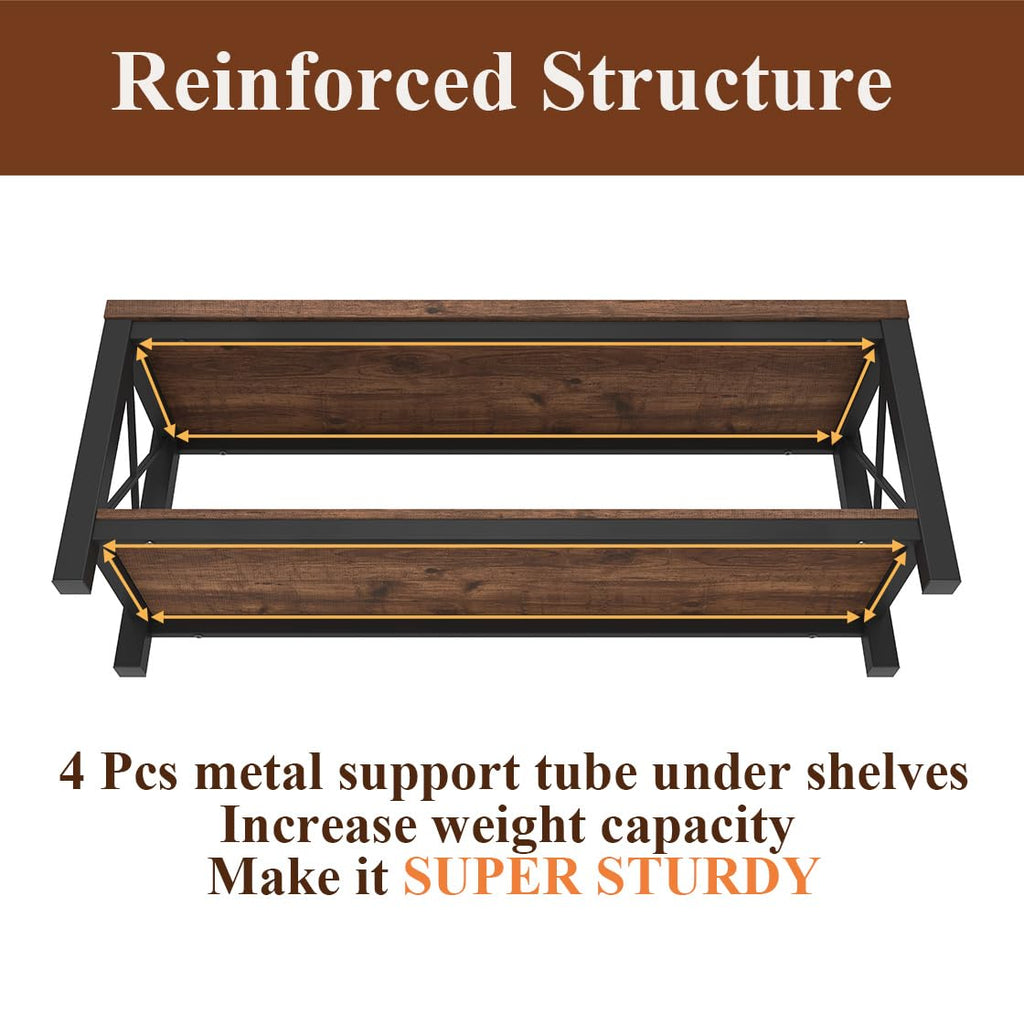 2 Tier Wood Metal Storage Bench K5272