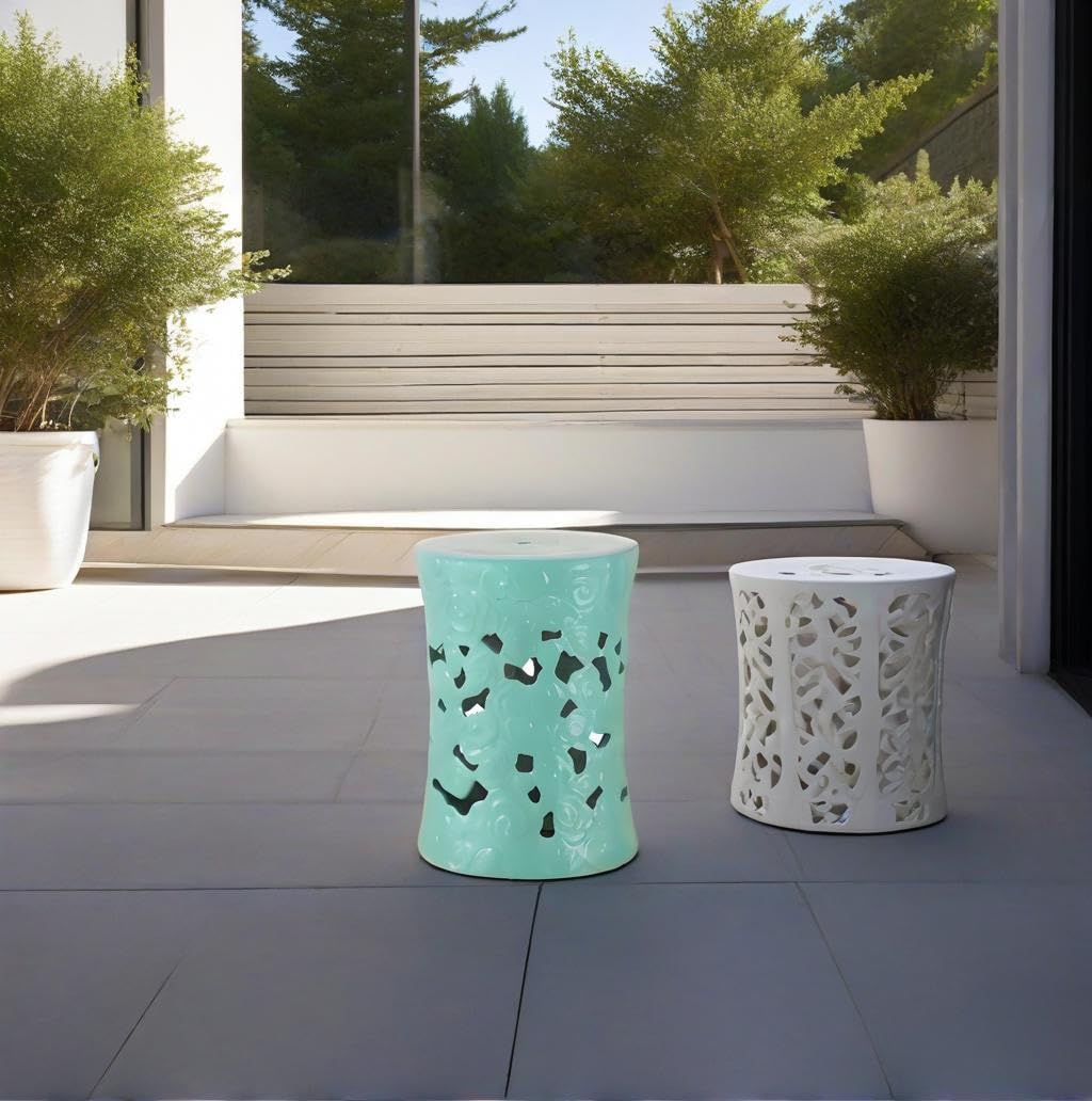 Teal Ceramic Garden Stool P145082