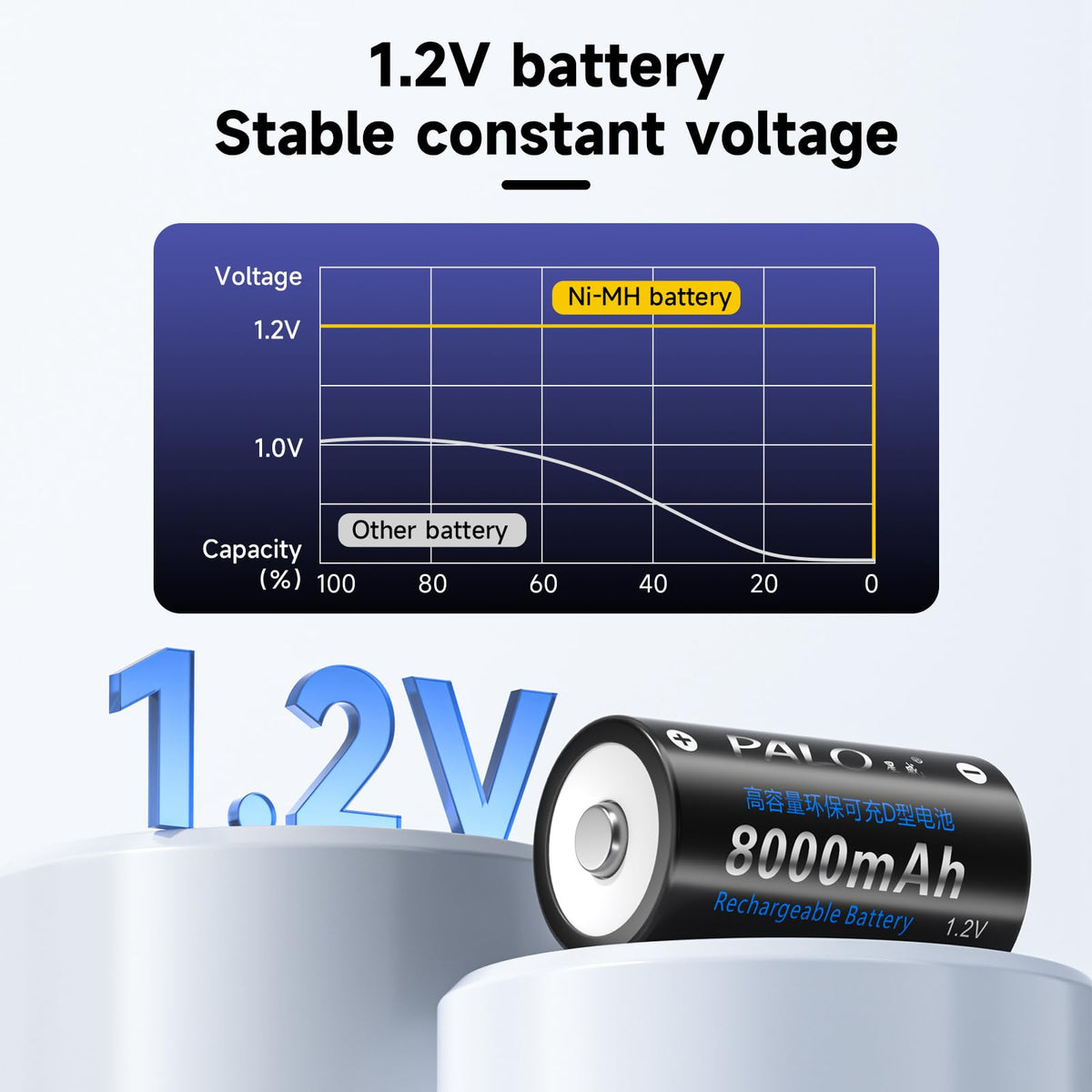 6 Pack Rechargeable D Batteries with Charger C506679