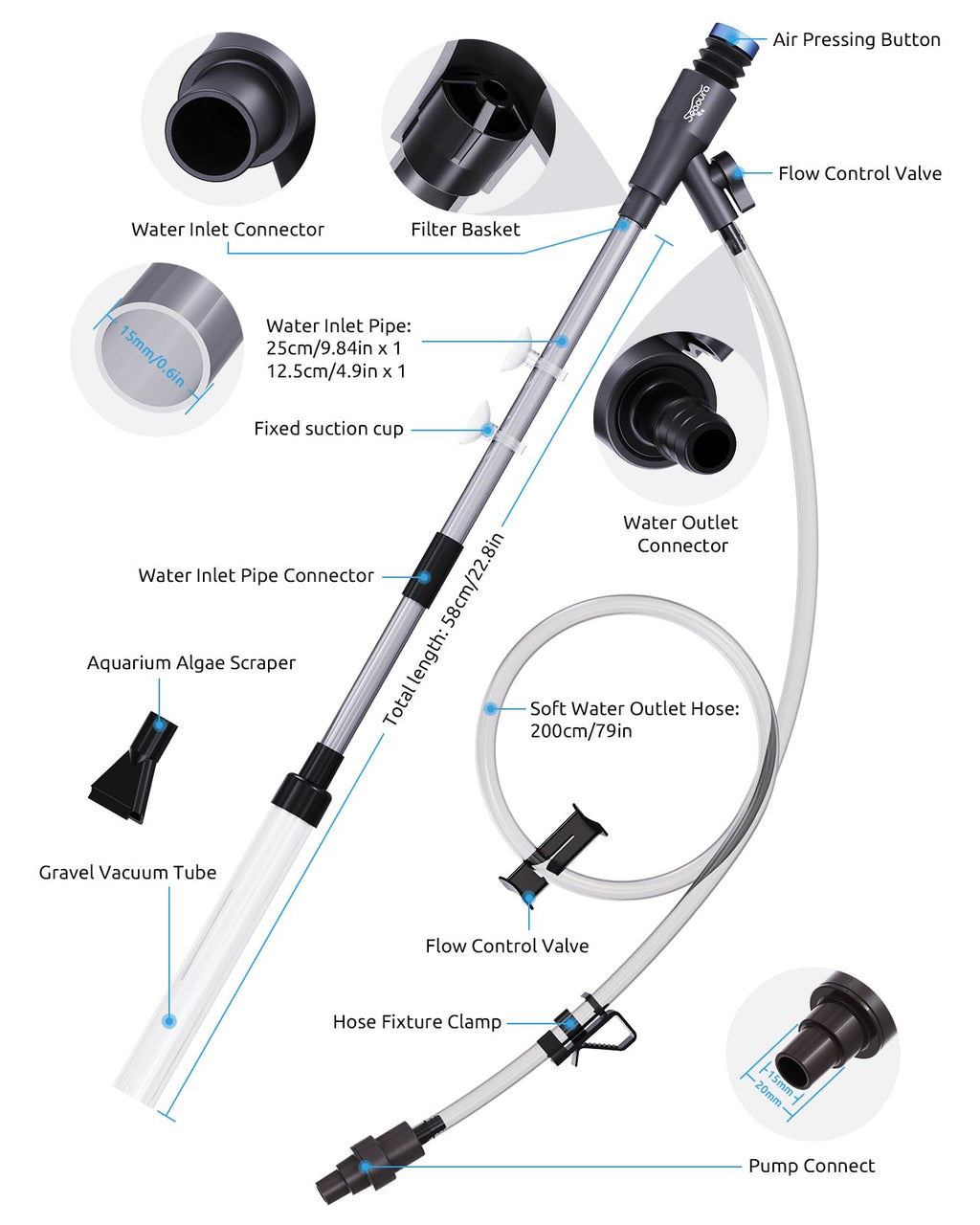 Aquarium Gravel Siphon Vacuum up to 50 Gal M61161
