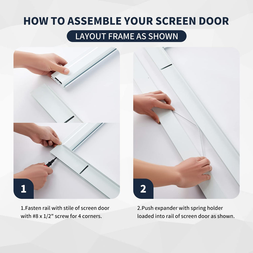 Heavy Duty Aluminum Sliding Screen Door Kit 36''x80'' V3266