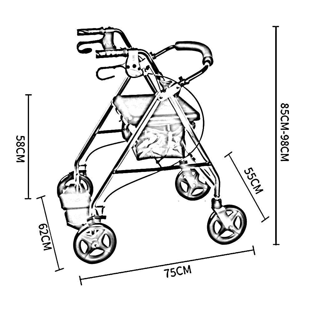 Heavy Duty Folding Aluminum Rollator Walker with Seat and Wheels G23734