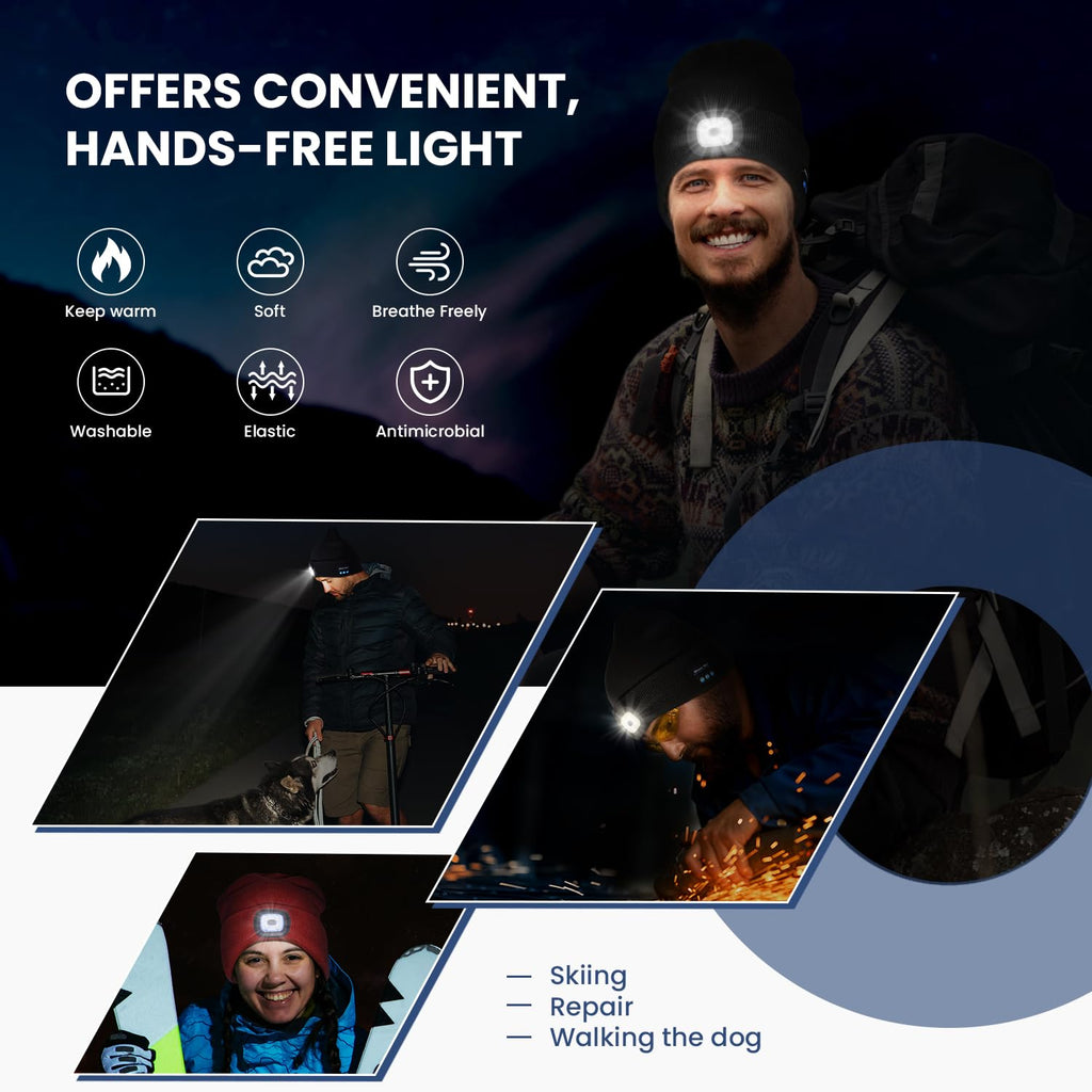 Bluetooth Beanie Hat with Light 2 Pack A389271