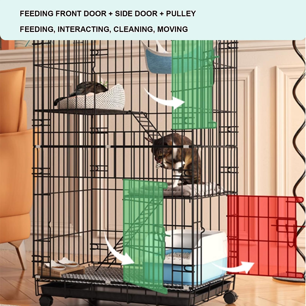 4-Tier Cat Cage with Wheels J691335