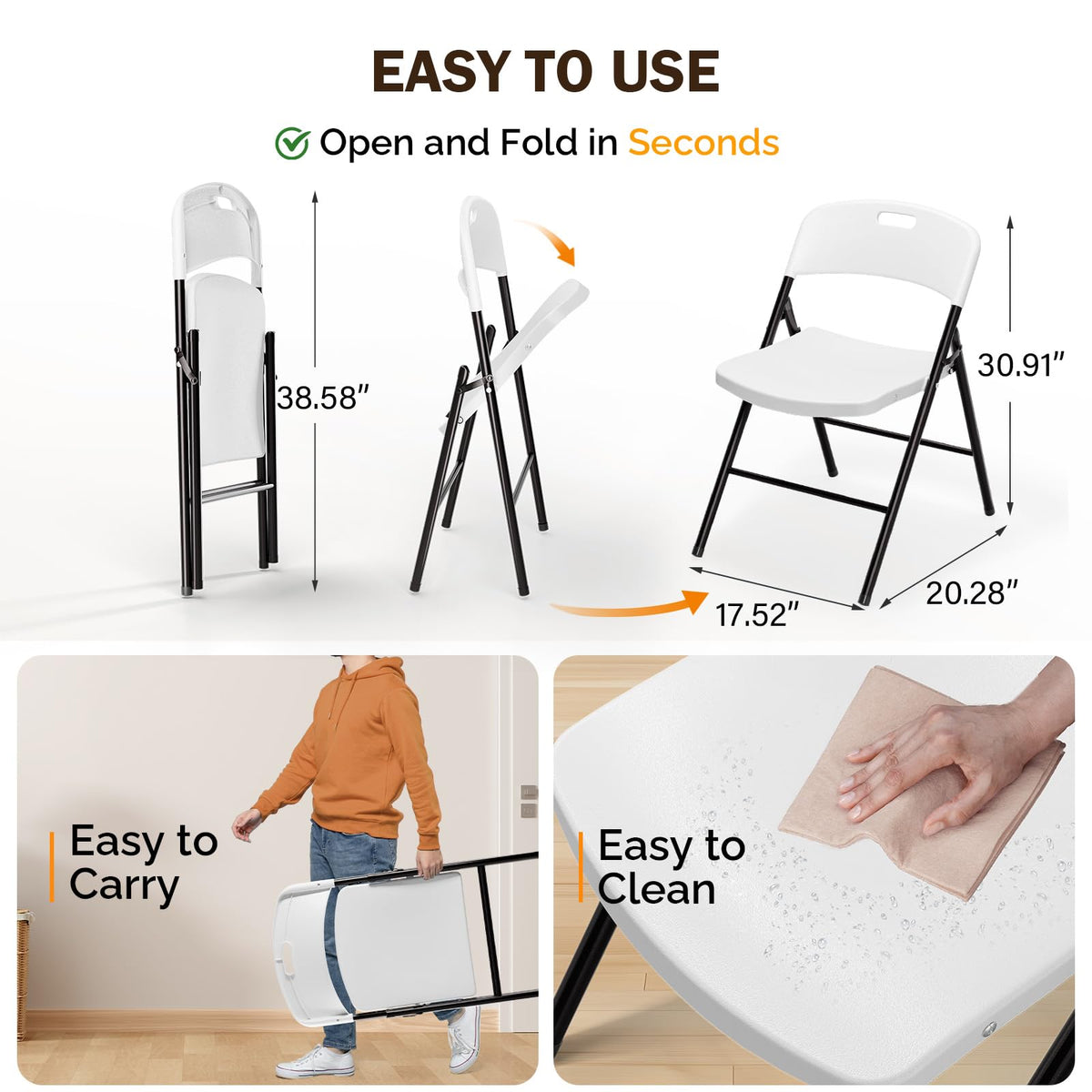 White Plastic Folding Chairs C2922