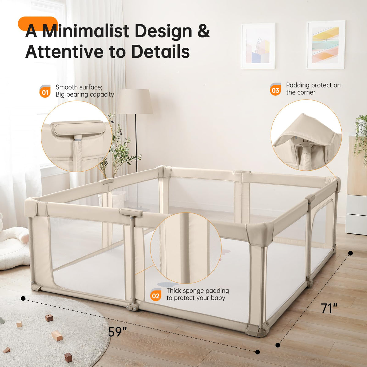 Foldable Baby Playpen with Gate B71649