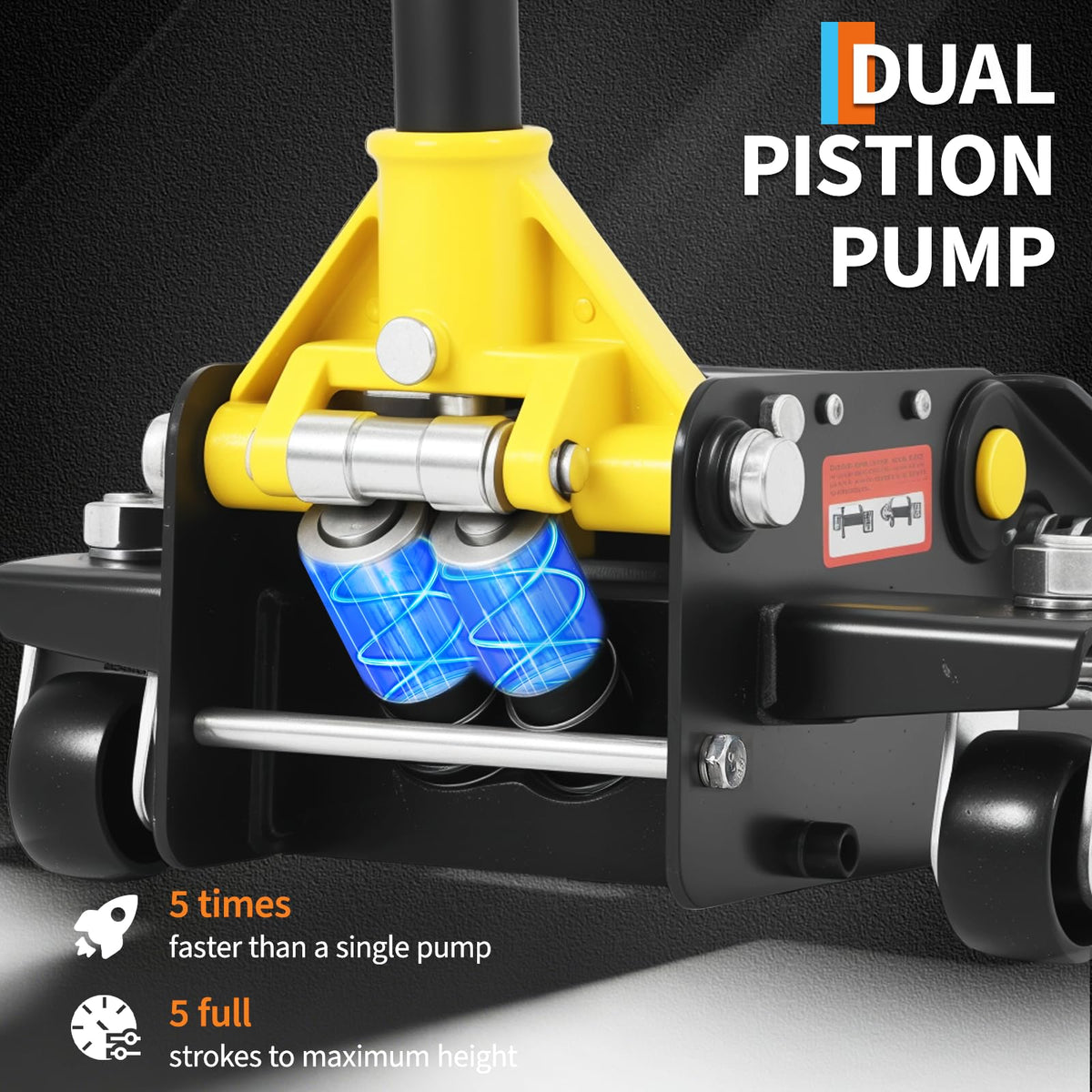 3 Ton Low Profile Hydraulic Floor Jack with Dual Piston Quick Lift Pump Steel Yellow E392604