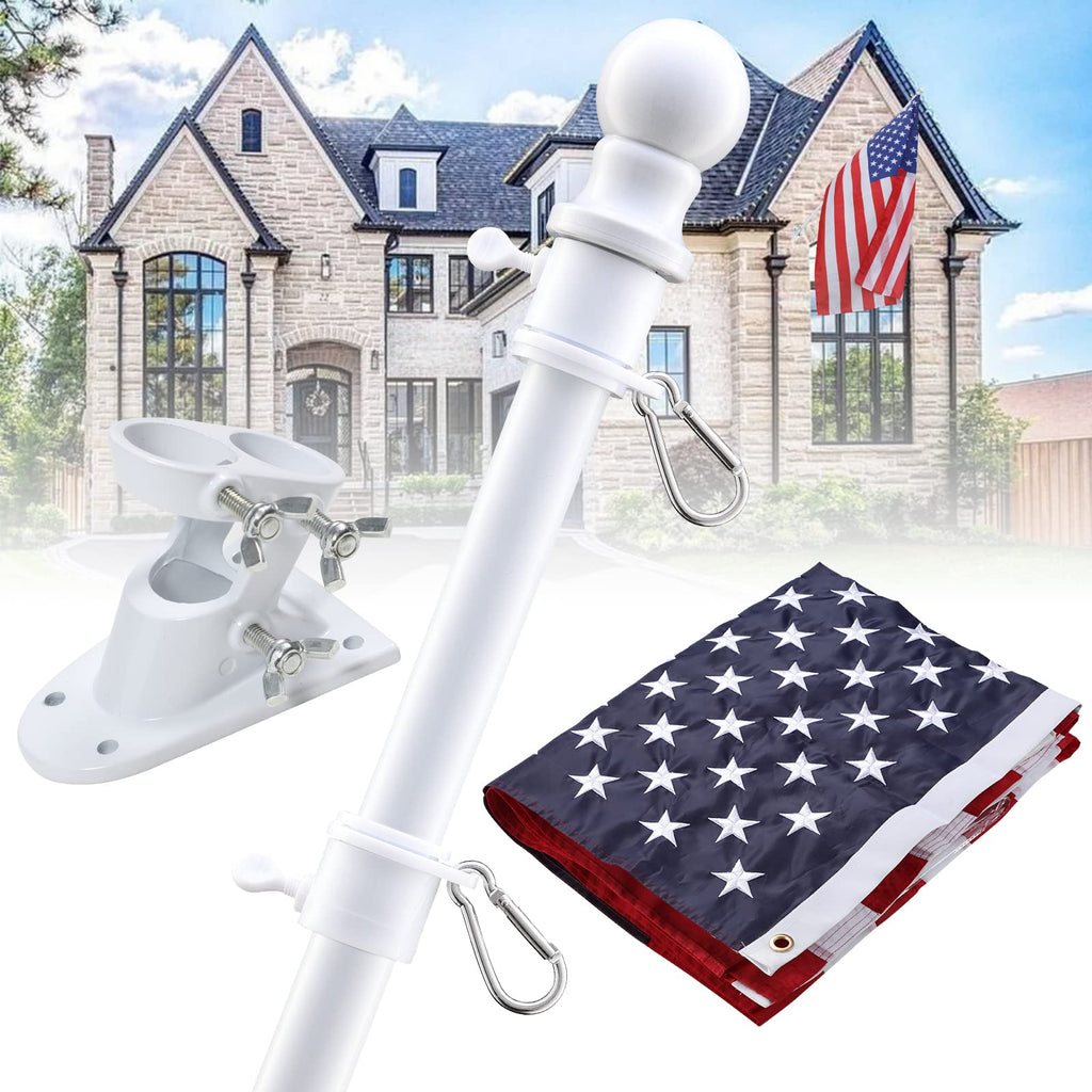 5ft White Tangle Free Flag Pole with 3x5 Embroidered US Flag V425274