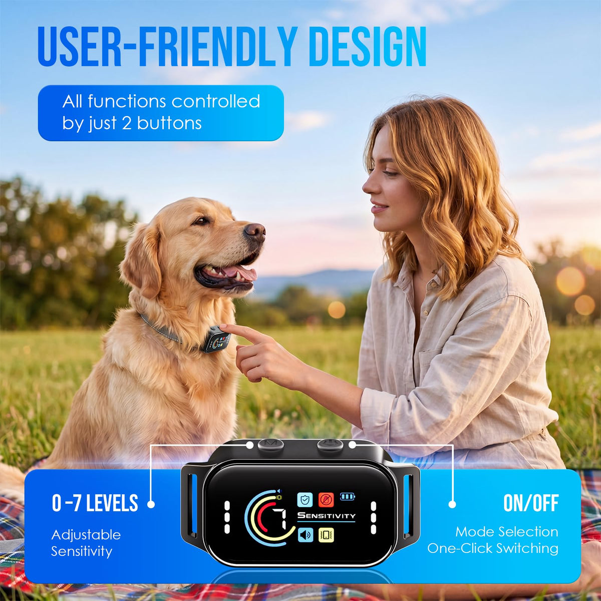 Dog Bark Collar 2 Pack, 7 Sensitivity Levels, 5 Training Modes I831
