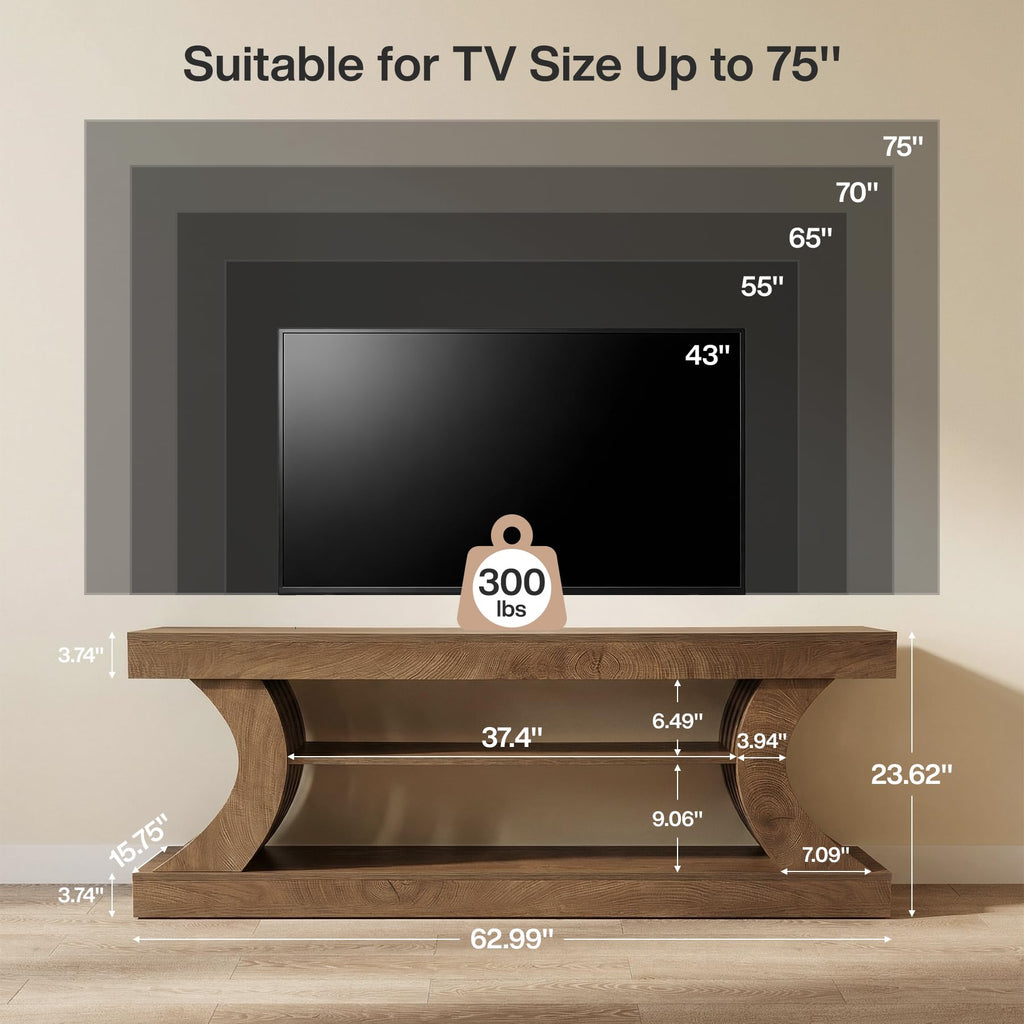 63" Brown TV Stand with Storage Shelf K615453