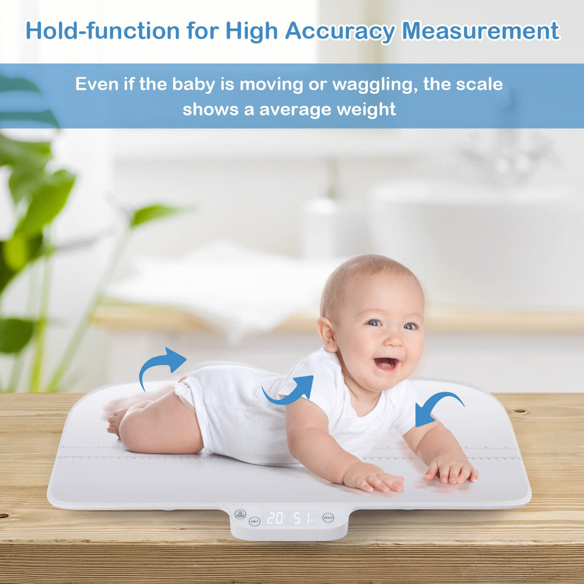 Baby Scale with Digital LED Display, 4 Weighing Modes, Curved Tray A8880