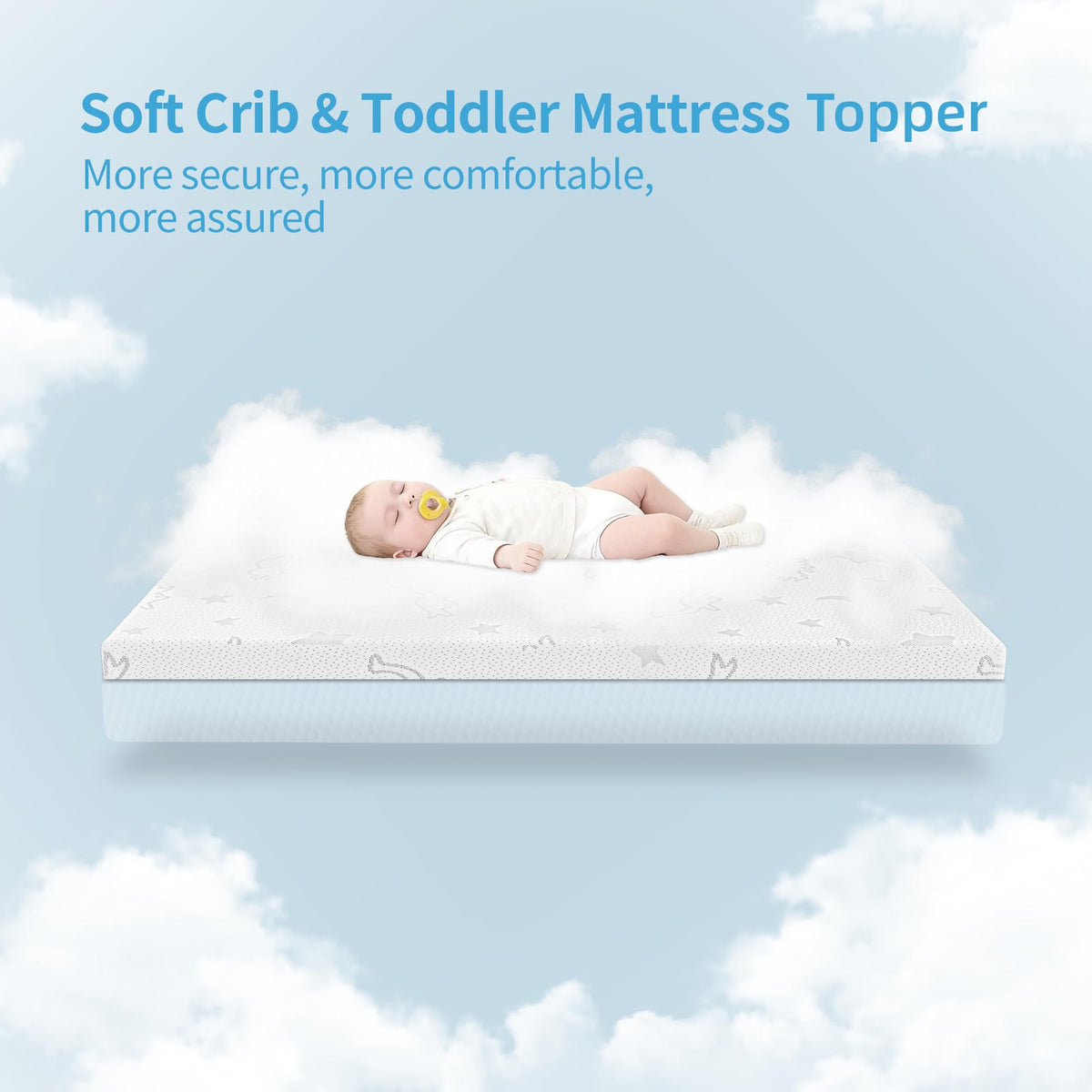 2" High Density Foam Crib Mattress Topper with Waterproof Washable Cover U638912