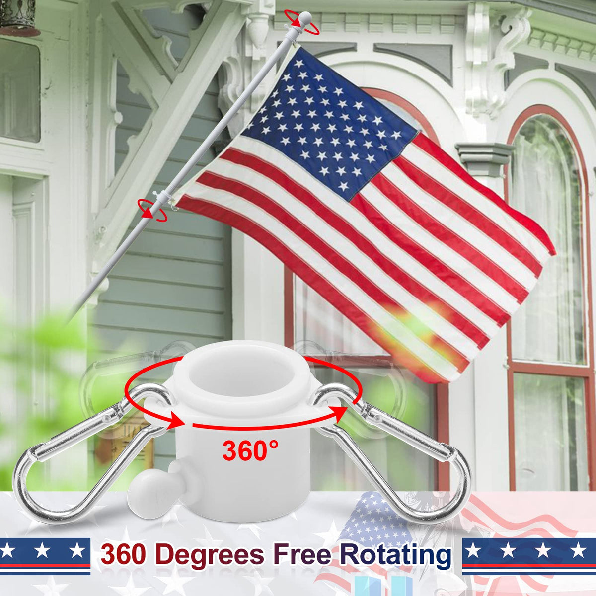5ft White Tangle Free Flag Pole with 3x5 Embroidered US Flag V425274