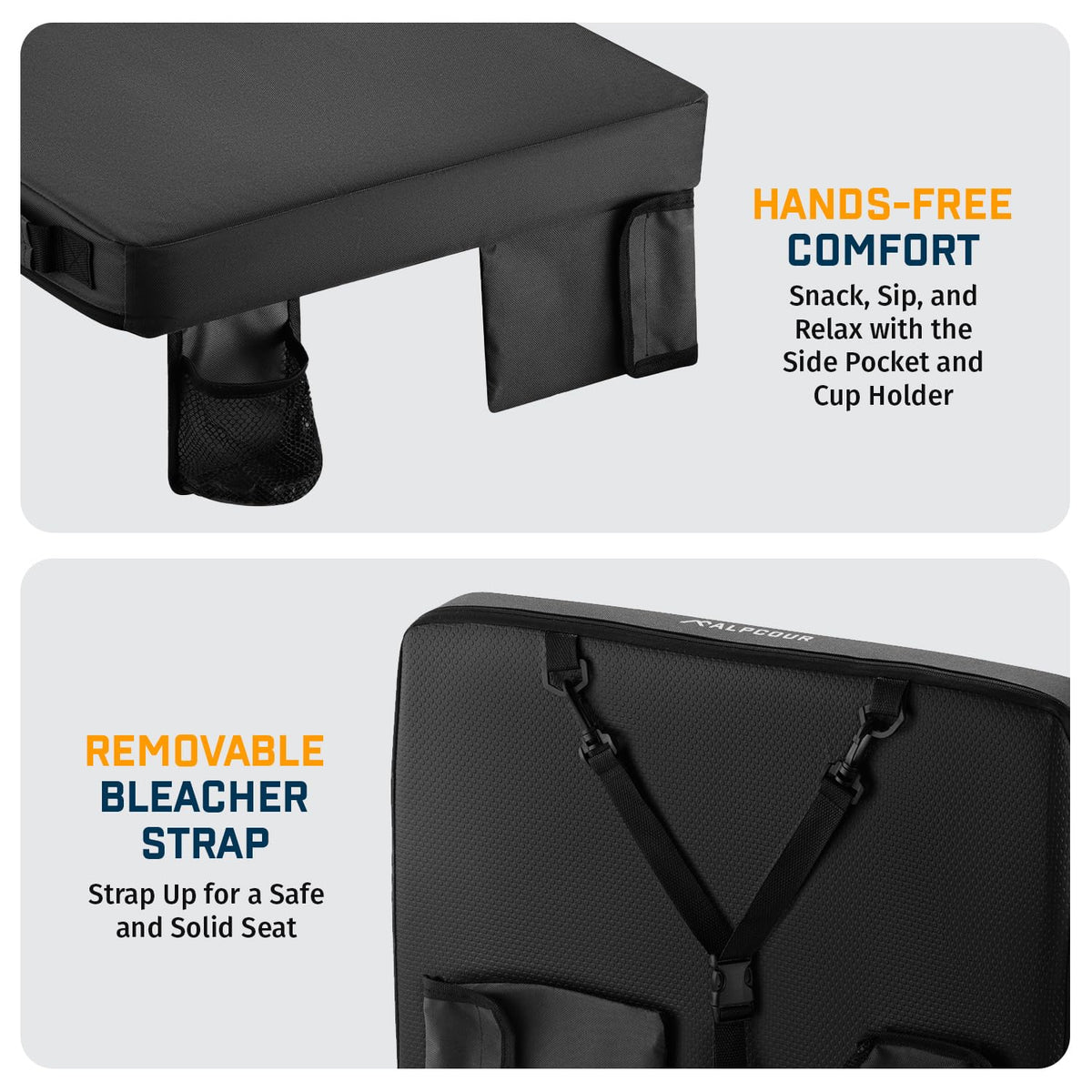 Portable Extra Thick Stadium Seat Cushion with Cup Holder A350816