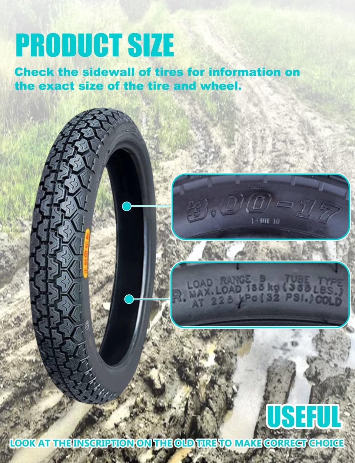17 Dirt Bike Tire and Tube Set U1857
