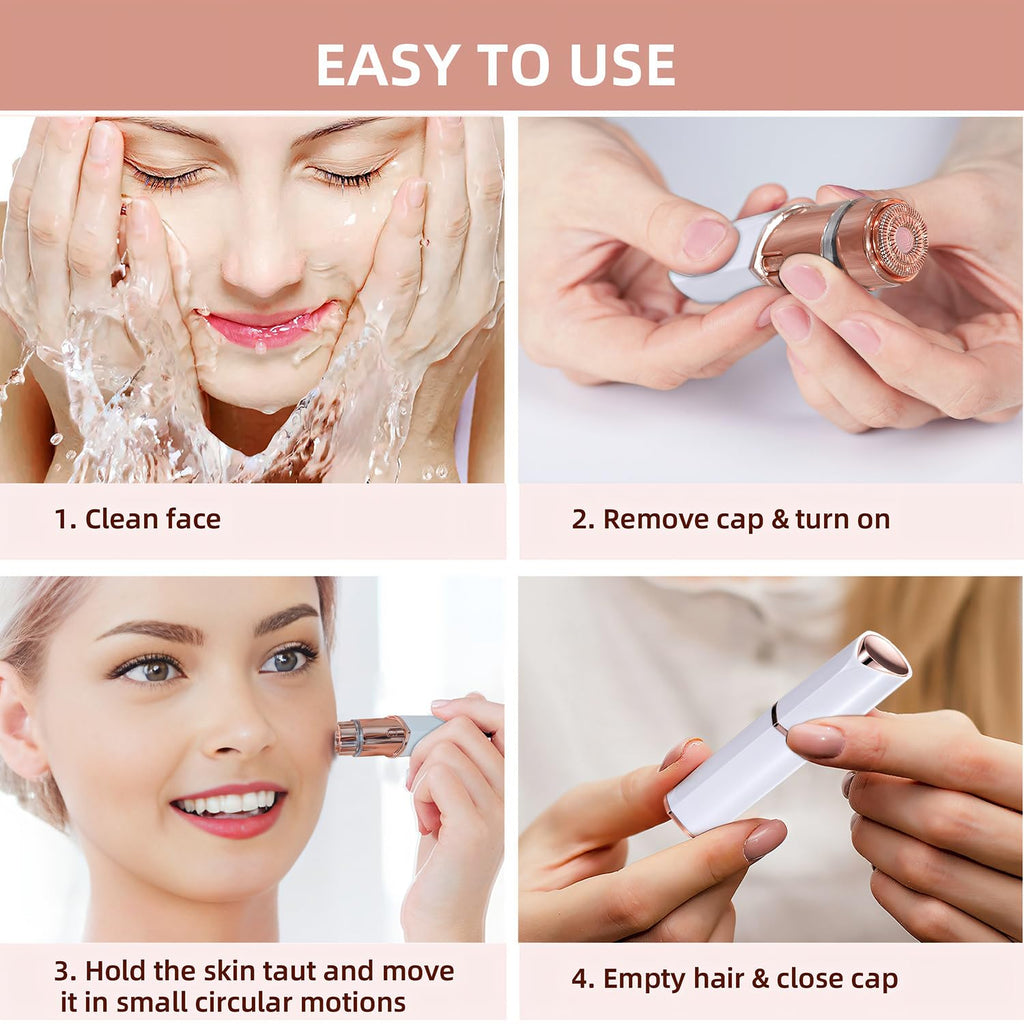 Rechargeable Facial Hair Remover with 2 Replacement Heads C641