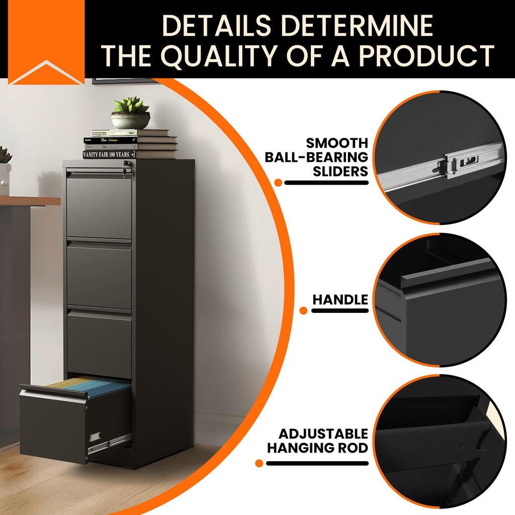 4 Drawer File Cabinet with Lock M432