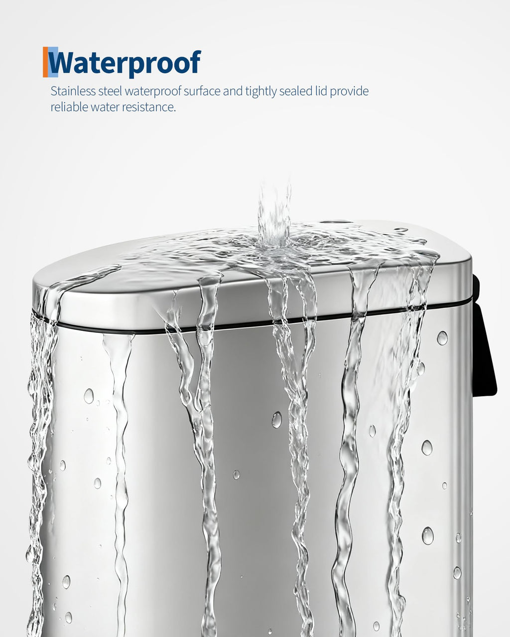 50 L Stainless Steel Kitchen Trash Can with Lid P9241