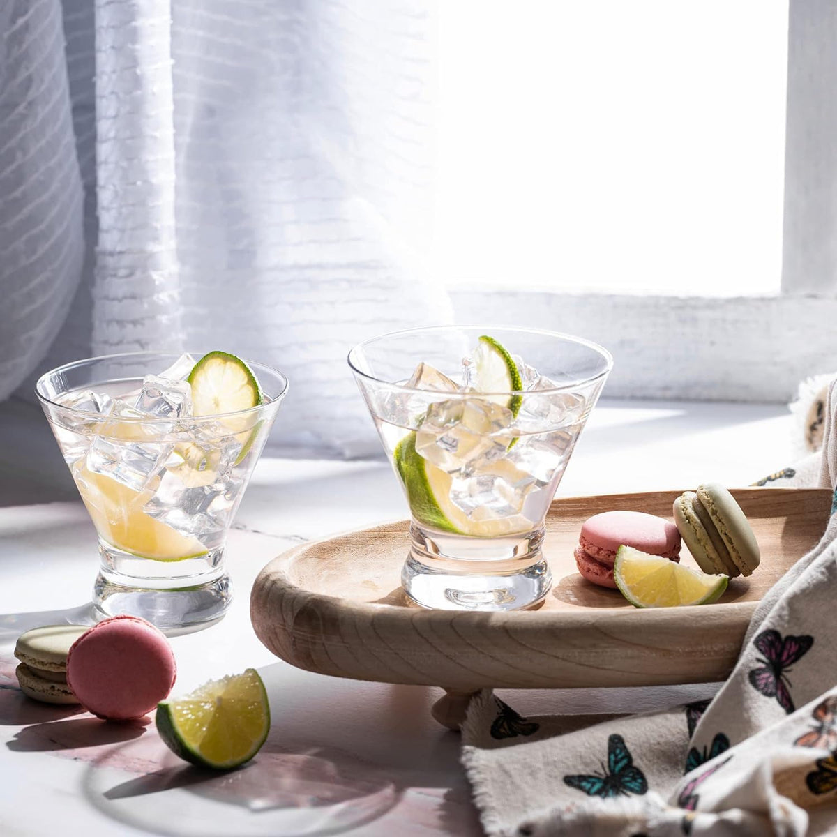 Set of 4 8 oz Stemless Martini Glasses L109
