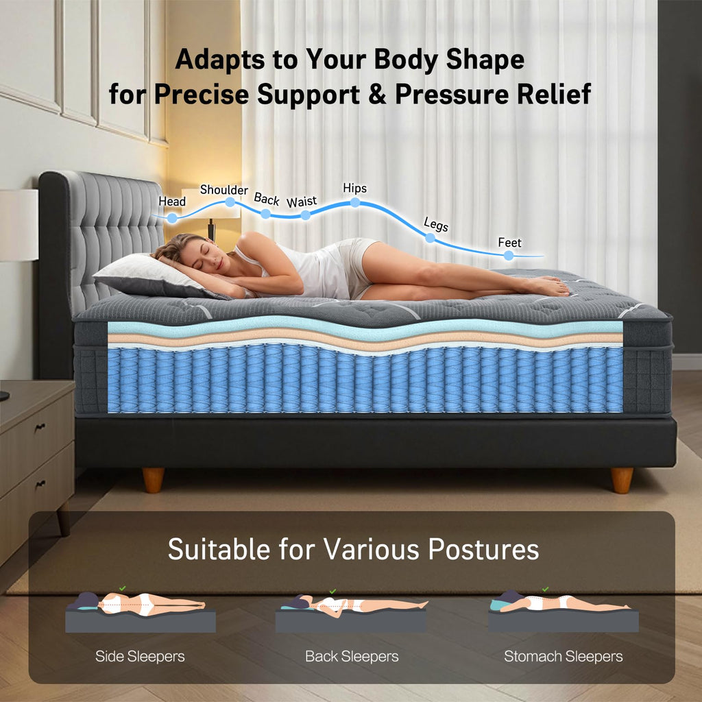 Full Size 12 Inch Gel Memory Foam Pocket Spring Mattress A4587